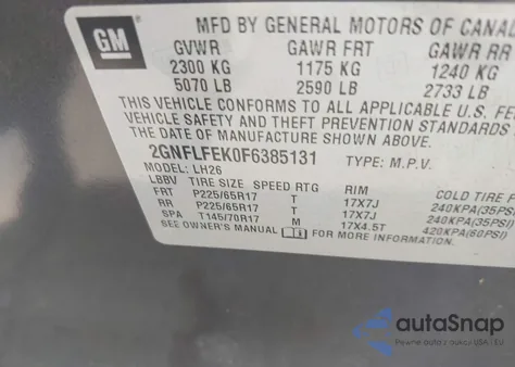 2015 Chevrolet Equinox 1Lt from USA, damaged, VIN 2GNFLFEK0F6385131